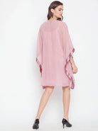 The Kaftan Company Dress Pink Hand Embroidered Georgette Kaftan Dress