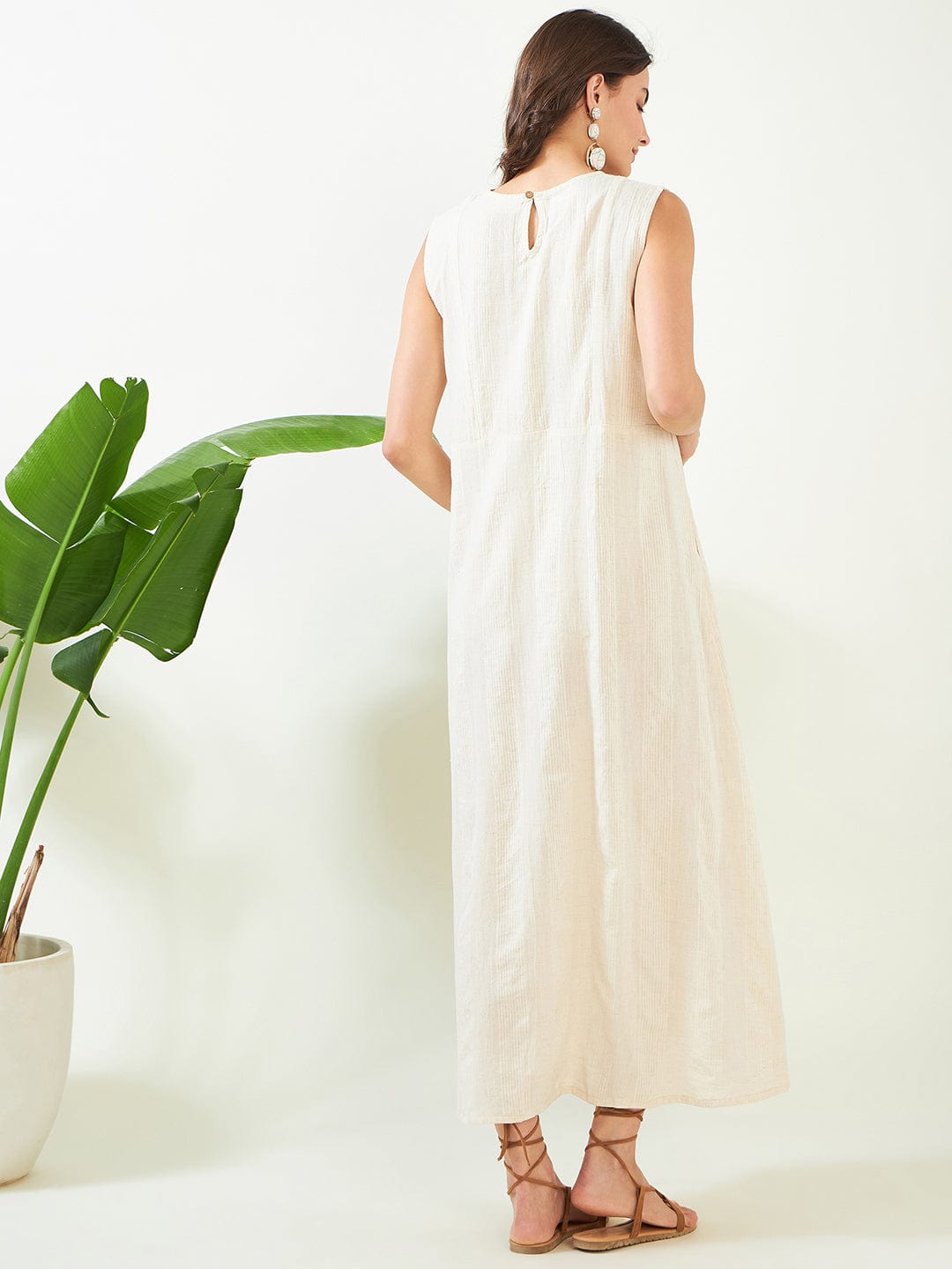 The Kaftan Company Dresses Beige Floral Cotton Maternity and Feeding Dress