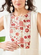 The Kaftan Company Dresses Beige Floral Cotton Maternity and Feeding Dress