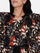 The Kaftan Company Dresses Black and Orange Brushed Floral Kaftan Dress with Belt