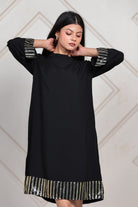The Kaftan Company Dresses Black Midnight Sequin Trim Dress