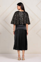 The Kaftan Company Dresses Black Satin & Sequin Capelet Partywear Dress
