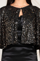 The Kaftan Company Dresses Black Satin & Sequin Capelet Partywear Dress