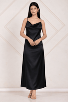 The Kaftan Company Dresses Black Satin & Sequin Capelet Partywear Dress