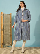 The Kaftan Company Dresses Blue Abstract Printed Woolen Jacket