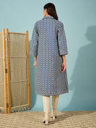 The Kaftan Company Dresses Blue Abstract Printed Woolen Jacket