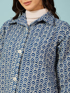 The Kaftan Company Dresses Blue Abstract Printed Woolen Jacket