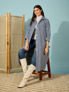 The Kaftan Company Dresses Blue Abstract Printed Woolen Jacket
