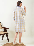 The Kaftan Company Dresses Blue Cotton Maternity and Nursing Skater Dress