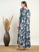 The Kaftan Company Dresses Blue Floral Flowy Gown Maxi Dress