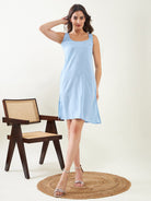 The Kaftan Company Dresses Blue Hand Embroidered Layered Party Dress with Slip