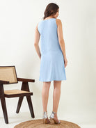 The Kaftan Company Dresses Blue Hand Embroidered Layered Party Dress with Slip