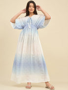 The Kaftan Company Dresses Blue Ombre Cotton Resortwear Maxi Dress