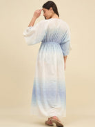 The Kaftan Company Dresses Blue Ombre Cotton Resortwear Maxi Dress