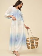 The Kaftan Company Dresses Blue Ombre Cotton Resortwear Maxi Dress