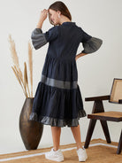 The Kaftan Company Dresses Blue Polka Dot Layered Chic Denim Dress