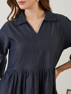 The Kaftan Company Dresses Blue Polka Dot Layered Chic Denim Dress