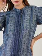 The Kaftan Company Dresses Blue Tribal Print Ruffled Nursing Dress