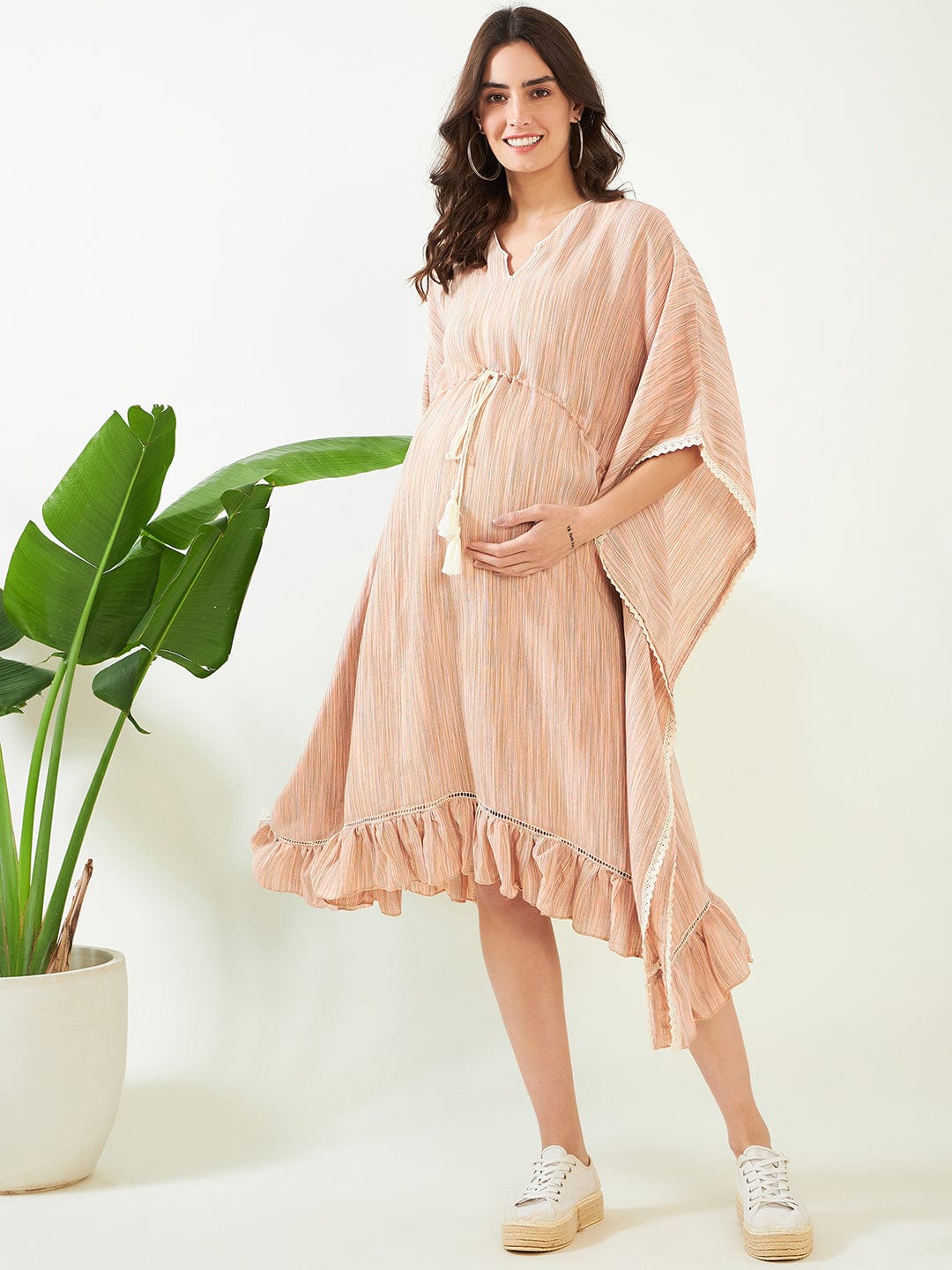 Blush Striped Maternity Dress S - Main Image