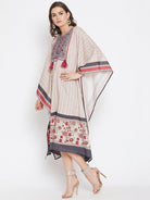 The Kaftan Company Dresses Bold Floral Red Striped Embroidered Kaftan Dress