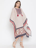 The Kaftan Company Dresses Bold Floral Red Striped Embroidered Kaftan Dress