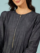The Kaftan Company Dresses Dark Blue Fit and Flare Denim Dress