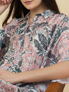 The Kaftan Company Dresses Floral Linen Satin Kaftan Dress