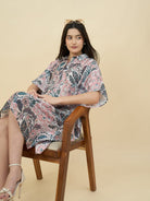 The Kaftan Company Dresses Floral Linen Satin Kaftan Dress