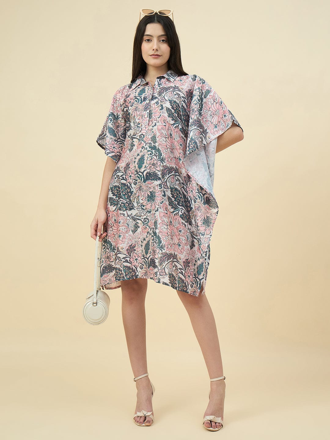 Floral Linen Satin Kaftan Dress Elegant Daywear Comfort | The Kaftan Company Floral Linen Satin Kaftan Dress Elegant Daywear Comfort | The Kaftan Company
