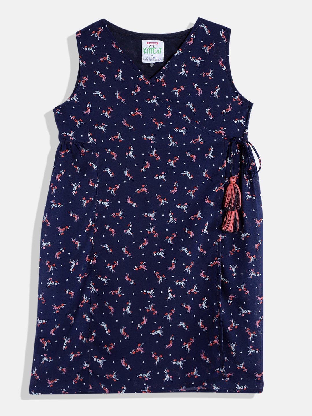 The Kaftan Company Dresses Girls Blue Deer Wrap Tieup Western Dress