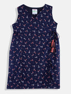 The Kaftan Company Dresses Girls Blue Deer Wrap Tieup Western Dress