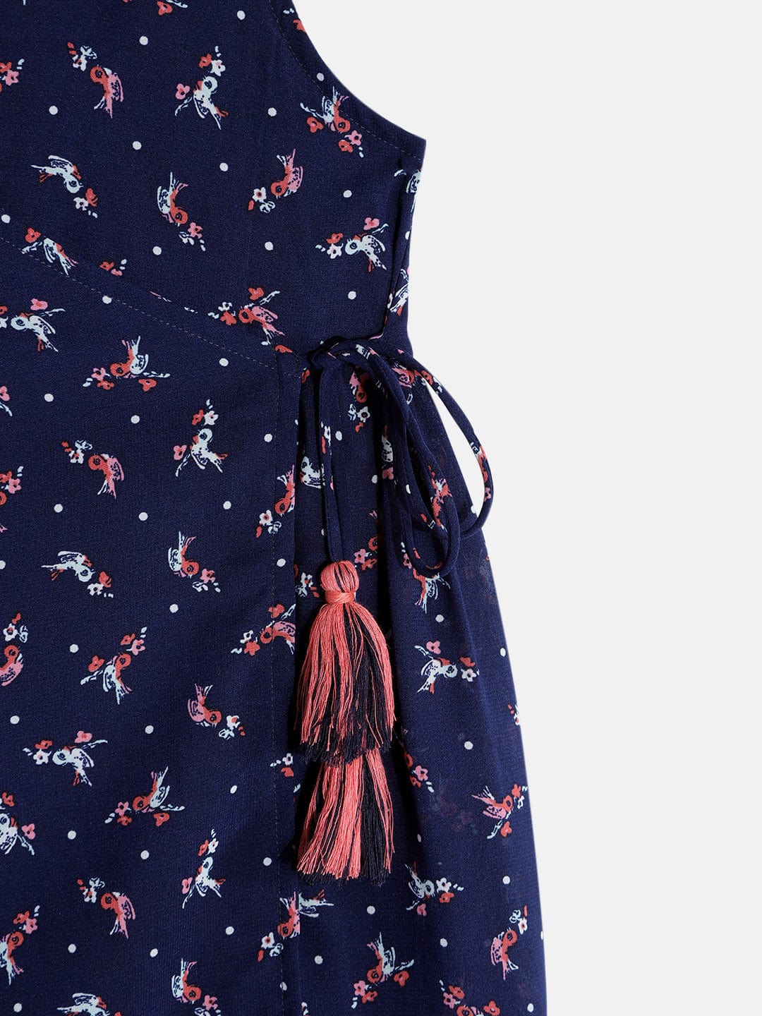 The Kaftan Company Dresses Girls Blue Deer Wrap Tieup Western Dress