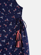 The Kaftan Company Dresses Girls Blue Deer Wrap Tieup Western Dress