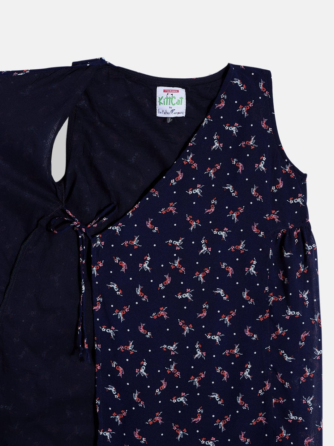 The Kaftan Company Dresses Girls Blue Deer Wrap Tieup Western Dress