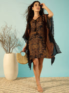 The Kaftan Company Dresses Golden Eclectic Printed Stylish Kaftan Dress For Women
