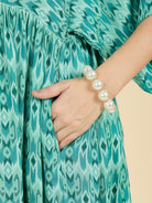 The Kaftan Company Dresses Green Viscose Rayon Maternity Dress with Shirt Collar and Feeding Placket