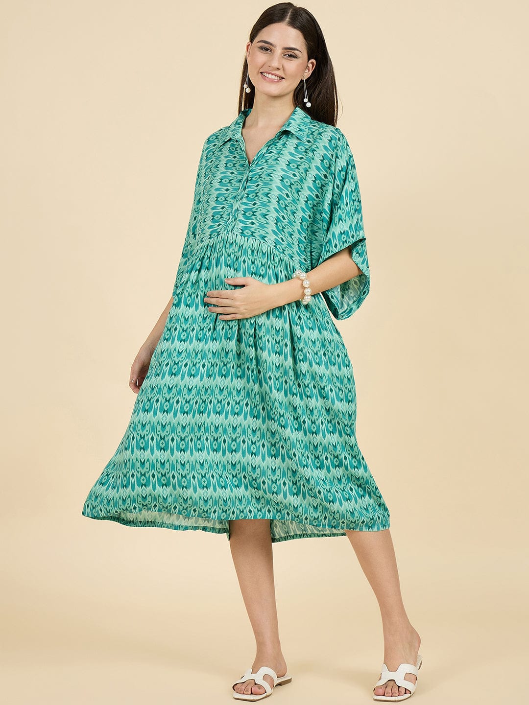 blue dress for baby girl Pinkblush Forest Green Chiffon Maternity Dress
