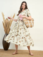 The Kaftan Company Dresses Hand Embroidered Flowy Floral Resort Dress