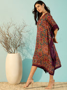 The Kaftan Company Dresses Kaleidoscopic Florals Printed Daywear Kaftan Dress