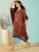 The Kaftan Company Dresses Kaleidoscopic Florals Printed Daywear Kaftan Dress