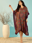 The Kaftan Company Dresses Kaleidoscopic Florals Printed Daywear Kaftan Dress