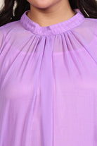 The Kaftan Company Dresses Lavender Georgette and Satin Layered Partywear Dress