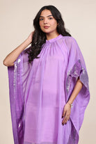 The Kaftan Company Dresses Lavender Georgette and Satin Layered Partywear Dress