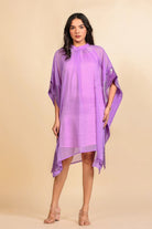 The Kaftan Company Dresses Lavender Georgette and Satin Layered Partywear Dress