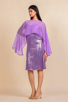 The Kaftan Company Dresses Lavender Sequin Dress with Georgette Cape Overlay