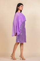 The Kaftan Company Dresses Lavender Sequin Dress with Georgette Cape Overlay