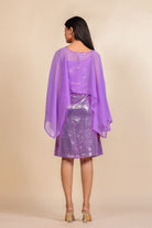 The Kaftan Company Dresses Lavender Sequin Dress with Georgette Cape Overlay