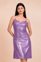 The Kaftan Company Dresses Lavender Sequin Dress with Georgette Cape Overlay