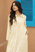 The Kaftan Company Dresses Lemon Floral Full-Length Shirt Dress