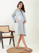 The Kaftan Company Dresses Light Green Soft Cotton Maternity Shirt Dress